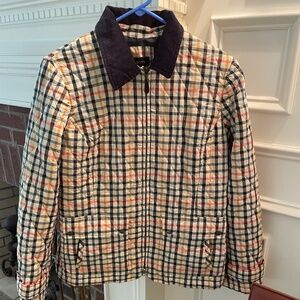 TALBOTS Quilted Plaid Zip Lightweight Jacket Size Small